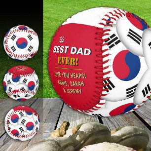 S. Korea Best Dad, patriot dads, South Korean Flag Baseball