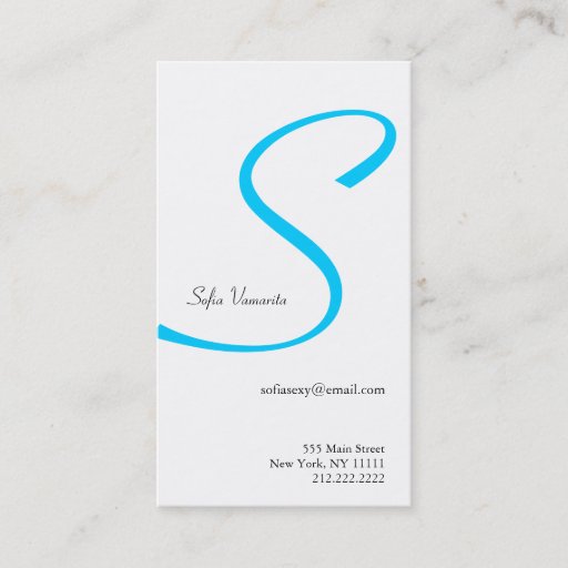 Customizable S Letter Alphabet Business Card Blue Rippon