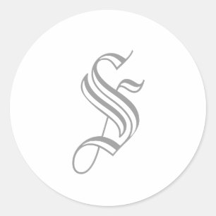 S Letter Monogram Sticker Grey Old English