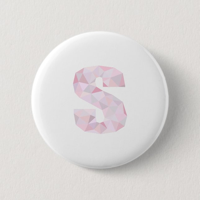 S - Low Poly Triangles - Neutral Pink Purple Gray Pinback Button (Front)