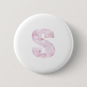 S - Low Poly Triangles - Neutral Pink Purple Gray Pinback Button