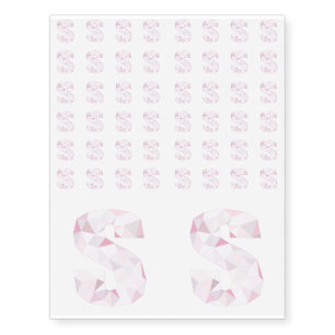 S - Low Poly Triangles - Neutral Pink Purple Gray Temporary Tattoos