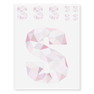 S - Low Poly Triangles - Neutral Pink Purple Gray Temporary Tattoos