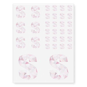 S - Low Poly Triangles - Neutral Pink Purple Gray Temporary Tattoos