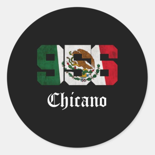 S Mexican Flag Chicano Texas 956 Area Code Classic Round Sticker