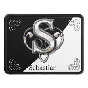 S - Modern Metallic Monogram Trailer Hitch Cover