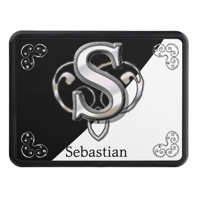 S - Modern Metallic Monogram Trailer Hitch Cover (Front)