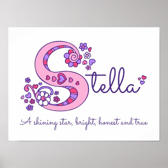 S Monogram Art Stella Girls Name Meaning Poster 