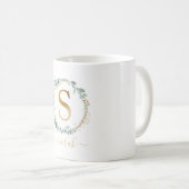S monogram, customer specific leafy wreath   coffee mug (Front Right)