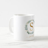 S monogram, customer specific leafy wreath   coffee mug (Front Left)