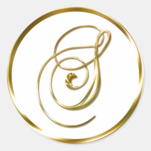 S Monogram Faux Gold Envelope Or Favor Seal