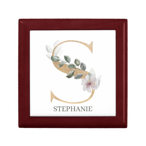 S Monogram Floral Personalized Gift Box