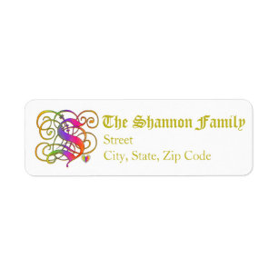 S Monogram "Gothic Sunshine" design Address Labels