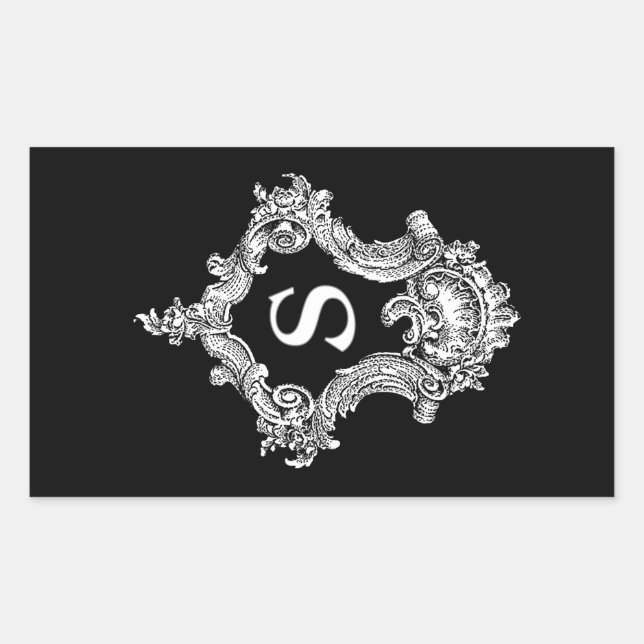 S Monogram Initial Rectangular Sticker (Front)