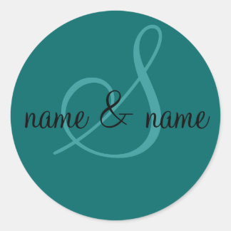 "S" monogram label, personalize first names Classic Round Sticker