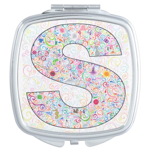 "S" Monogrammed Compact Mirror (Front)