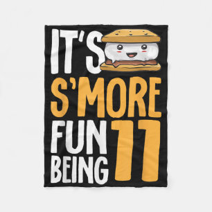 S’more Campfire 11th Birthday Marshmallow Camping Fleece Blanket