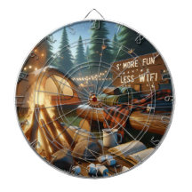 S’more Fun Camping Dartboard – Rustic Game Decor