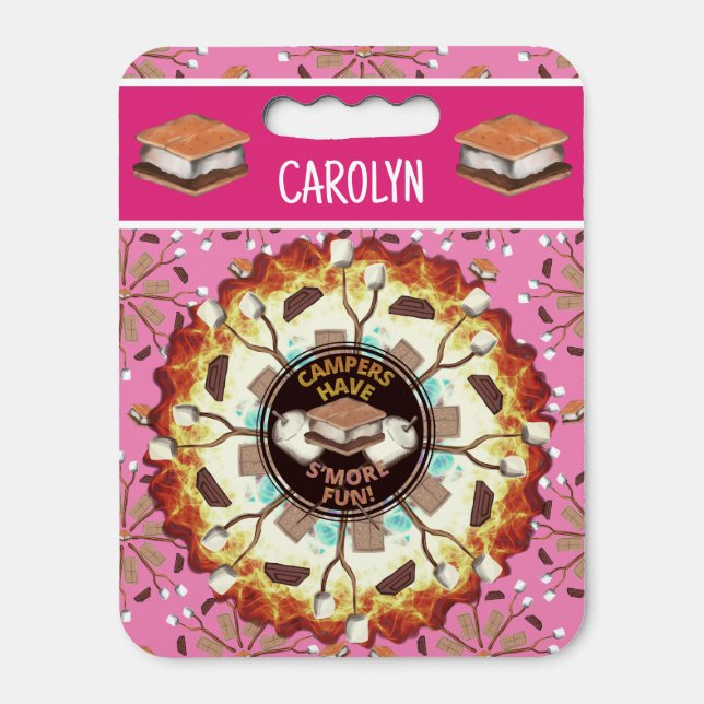 S’more Fun Personalized Camping Picnic Table Seat Cushion (Front Vertical)