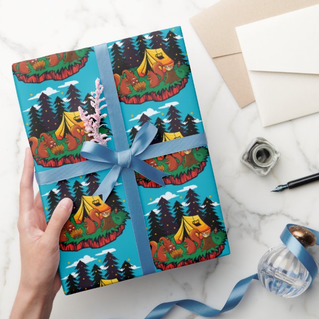 S’more Fun With This Camping Squirrel Wrapping Paper (Gifting)