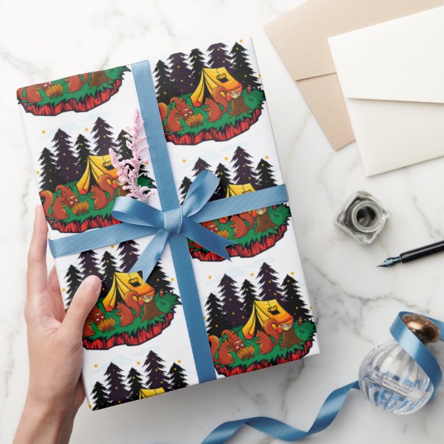 S’more Fun With This Camping Squirrel Wrapping Paper (Gifting)