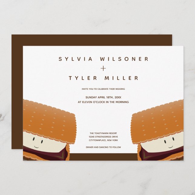 S’more Illustration Food Wedding Invitation (Front/Back)
