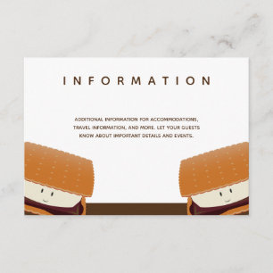 S’more Illustration Wedding White Brown Info Enclosure Card