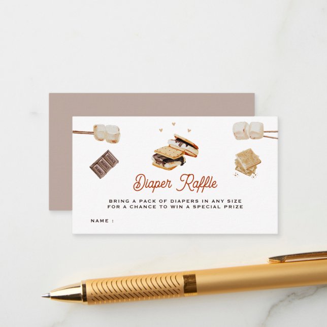 S’more Love Baby Shower Diaper Raffle  Enclosure Card (Front/Back In Situ)