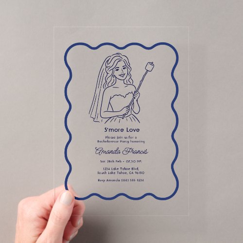 S’more Love Preppy Lake Bachelorette Party Bride Acrylic Invitations