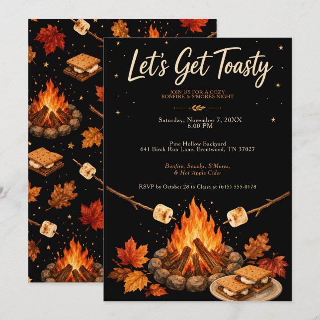 S’mores Bonfire Party Invitation (Front/Back)