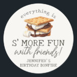 S’mores Fall Bonfire Outdoor Birthday Favor Classic Round Sticker<br><div class="desc">Everything is S’more with friends! Cozy up with our Fall S'more Bonfire Party Decor Collection. Perfect for celebrating the autumn season next to a campfire. ★ Let me help you plan your next party! ★ If you need coordinating décor, please check my matching collection. If you have any questions about...</div>
