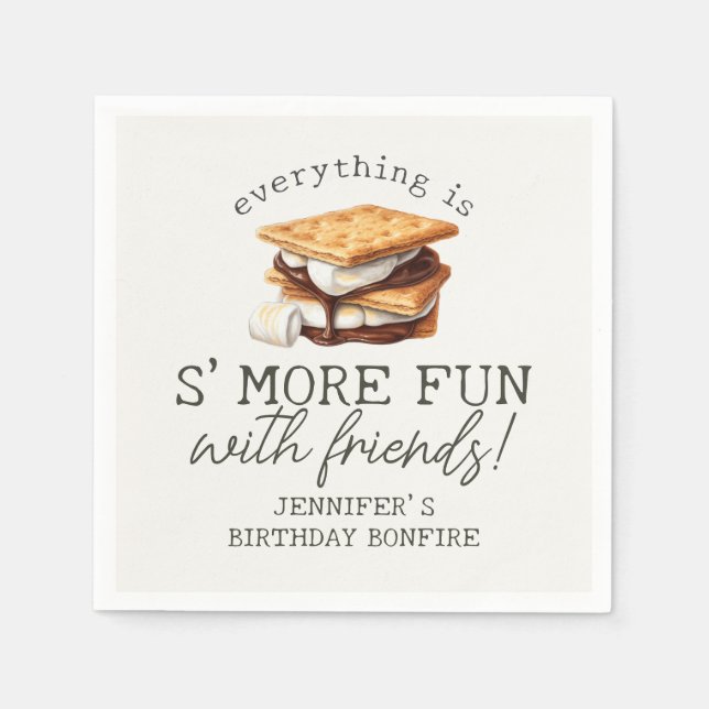S’mores Fall Bonfire Outdoor Birthday Party Napkins (Front)