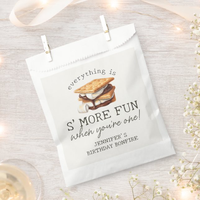 S’mores Fall Bonfire Outdoor First Birthday Favor Bag (Clipped)