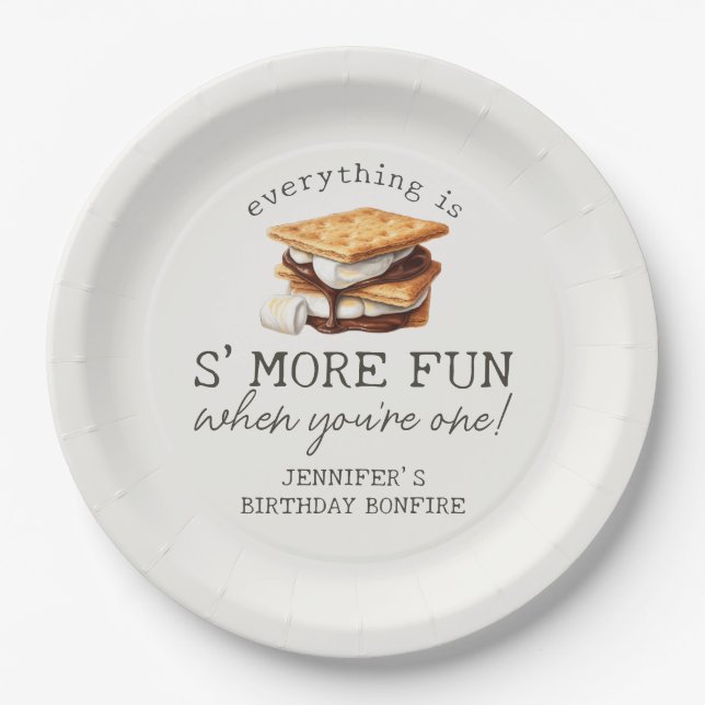 S’mores Fall Bonfire Outdoor First Birthday Paper Plates (Front)