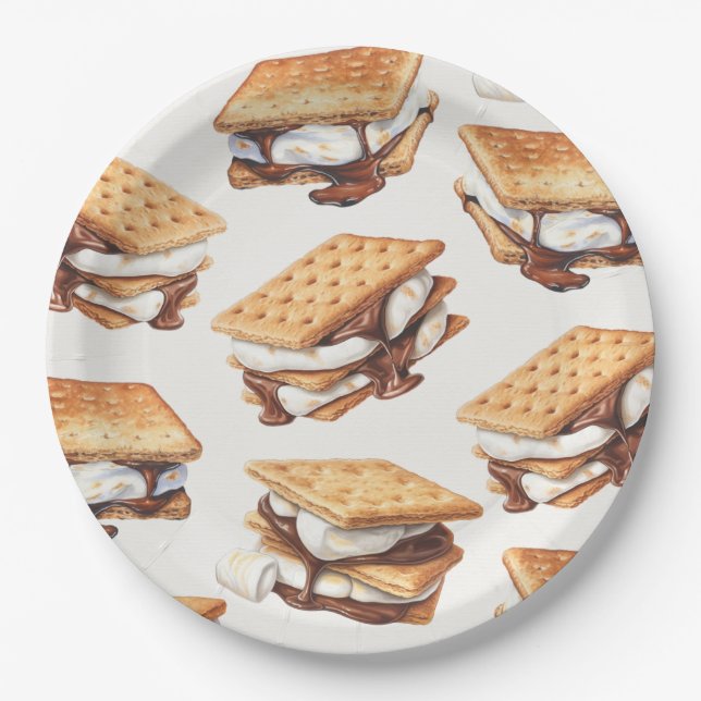 S’mores Fall Bonfire Outdoor Party Paper Plates (Front)