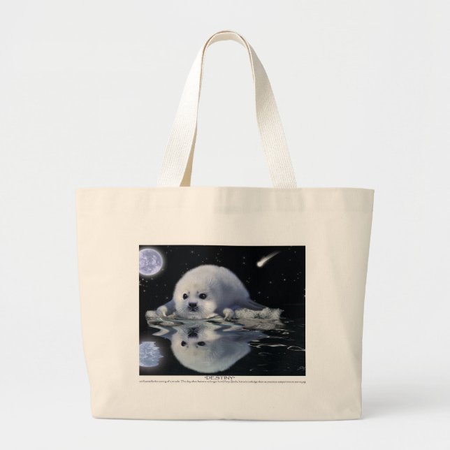 S.O.S. SAVE OUR HARP SEALS LARGE TOTE BAG (Front)