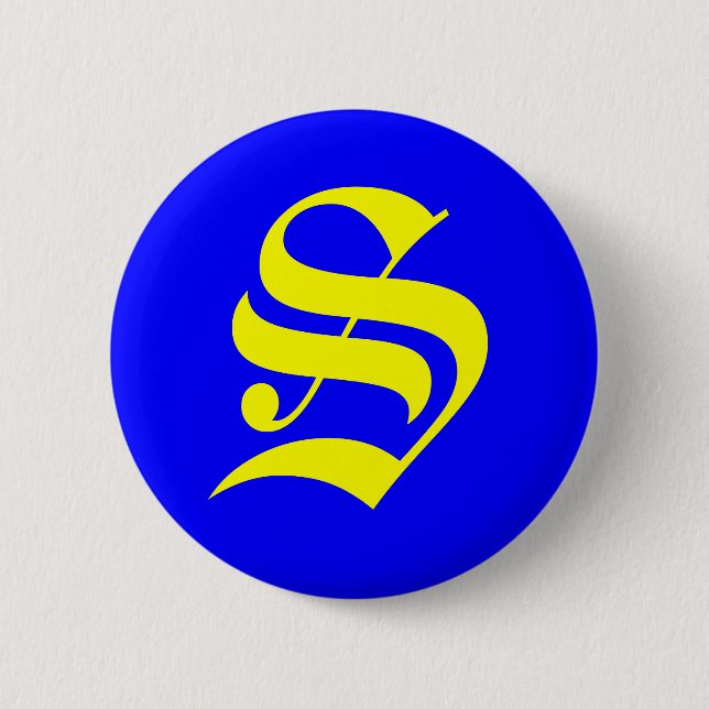 S - OLD ENGLISH PINBACK BUTTON (Front)