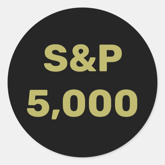S&P 5,000 Level Stock Market Index Celebration Classic Round Sticker (Front)