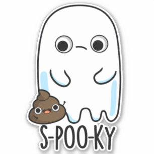 S-poo-ky Funny Ghost Poop Pun Sticker