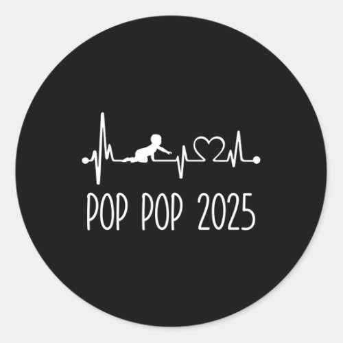 S Pop_Pop Est 2025 Frequency Pulse New Pop_Pop To  Classic Round Sticker
