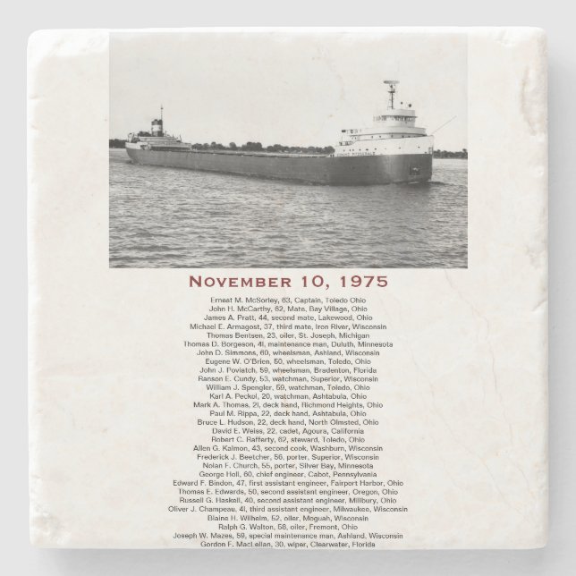 S.S. Edmund Fitzgerald Stone Coaster (Front)