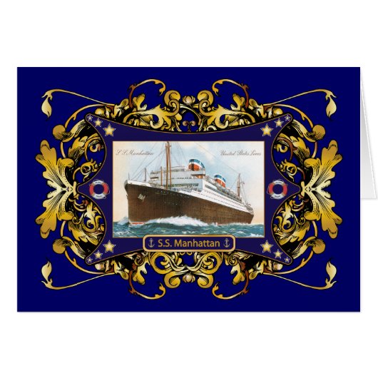 S.S. Manhattan Vintage Steamship Ship (Front Horizontal)