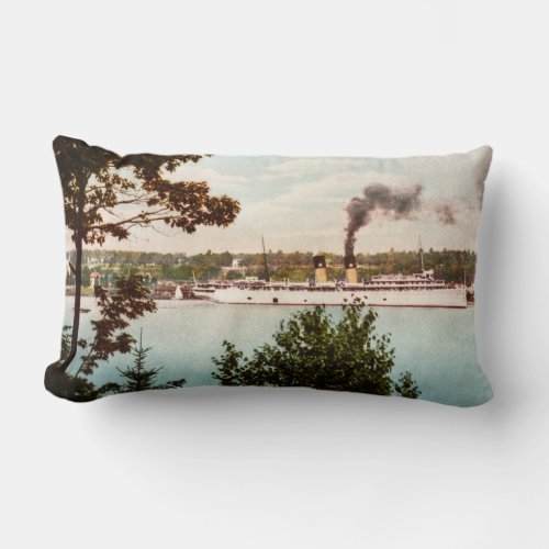 SS Northland Leaving Harbor Springs Michigan Lumbar Pillow