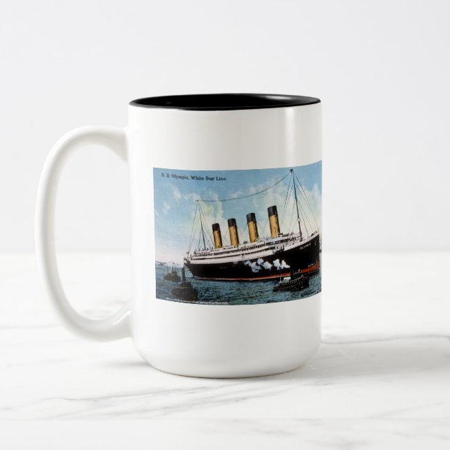 S.S. Olympic Star, White Star Line, 1913 Two-Tone Coffee Mug (Left)