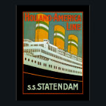 s.s. Statendam Poster<br><div class="desc">Vintage art deco ocean liner poster for Holland-America Line's three-stack liner s.s. Statendam of 1934.</div>