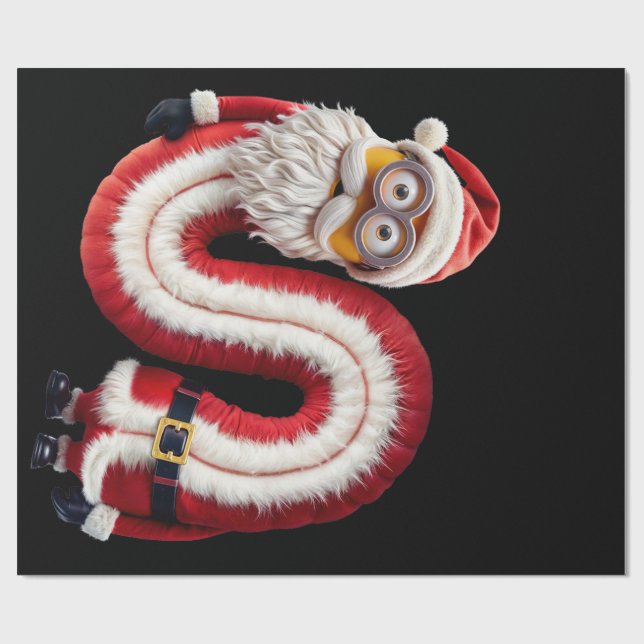 S-shaped Snowman-minion Wrapping Paper (Flat)
