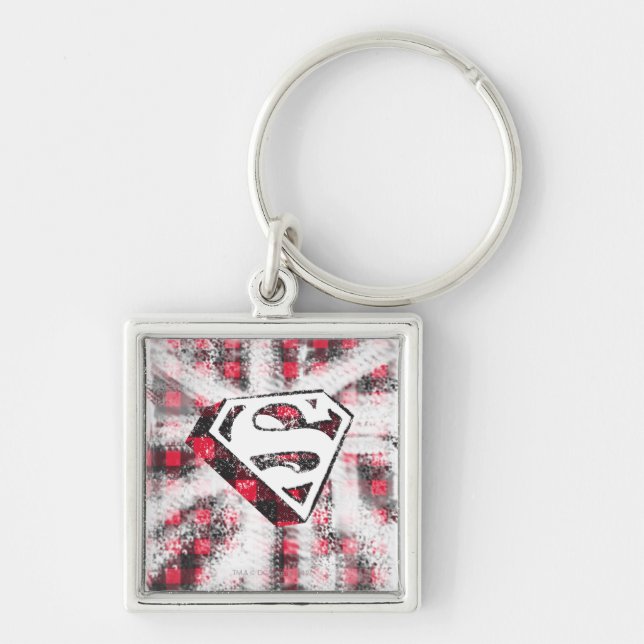 S-Shield Over Plaid Keychain (Front)