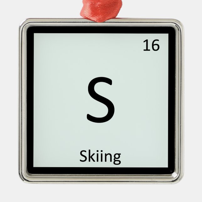 S - Skiing Sports Chemistry Periodic Table Symbol Metal Ornament (Front)