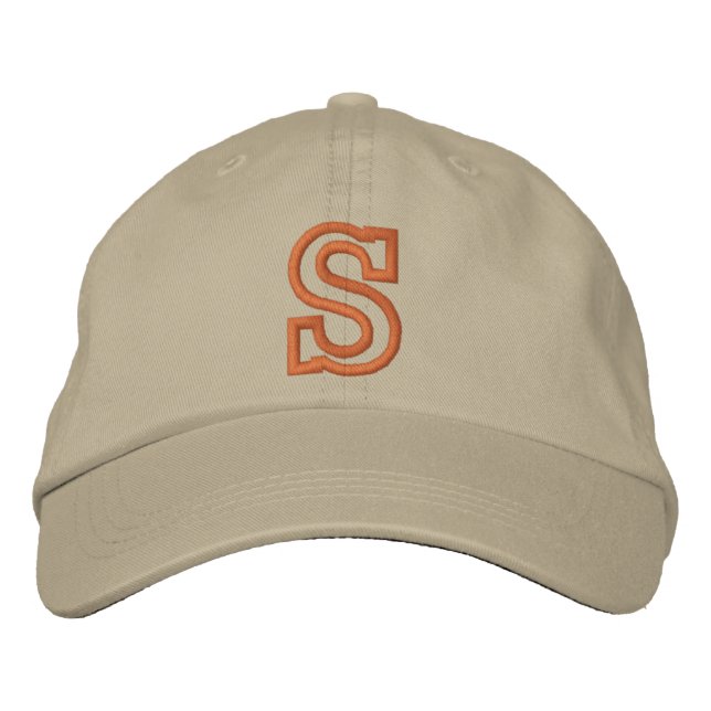 "S" Small Athletic Letter Embroidered Baseball Cap (Front)