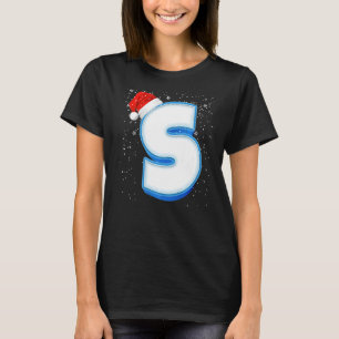 S Snowy Capital Christmas Monogram Alphabet Letter T-Shirt
